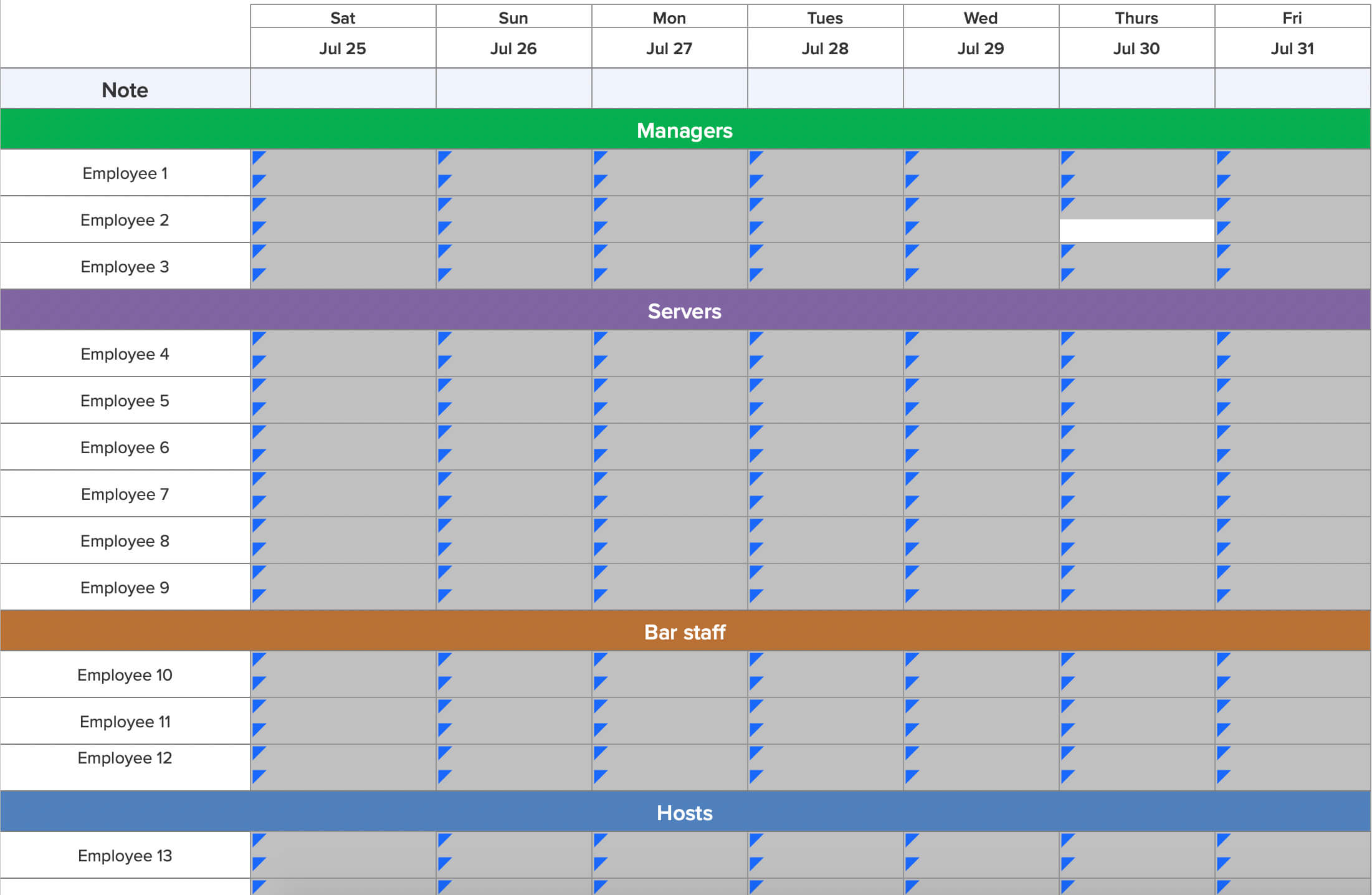 staff schedule spreadsheet